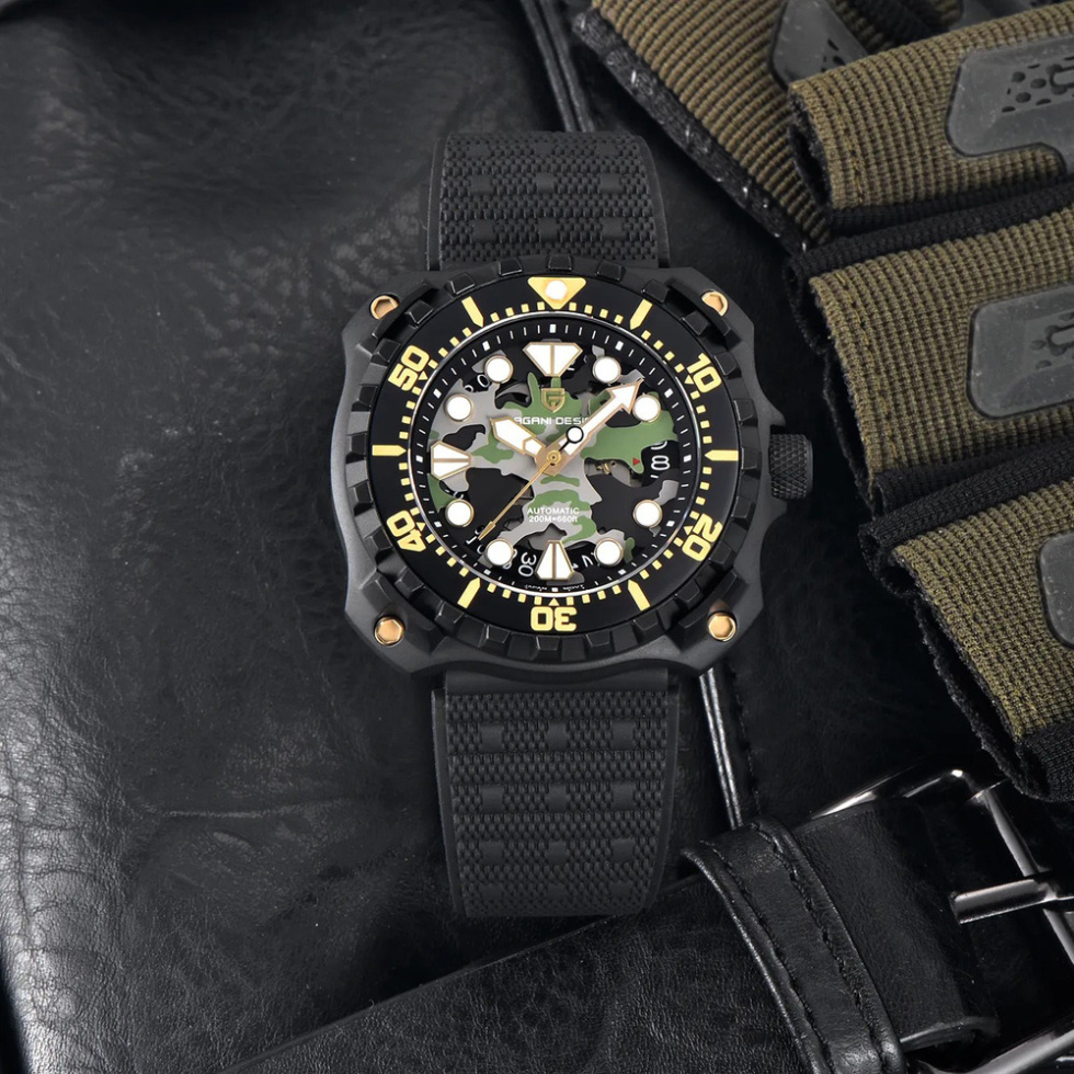 large Часы мужские Pagani Design YN009 Black-Camo 0